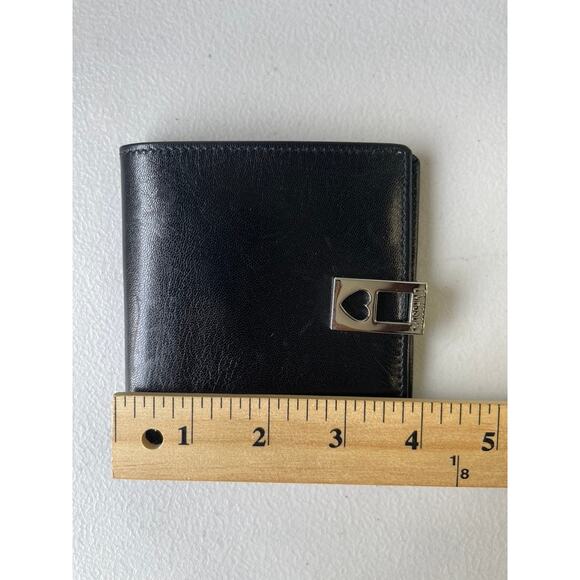 Moschino Leather Wallet Women’s Black Butter Soft Logo Bifold Designer Purse - Picture 10 of 10